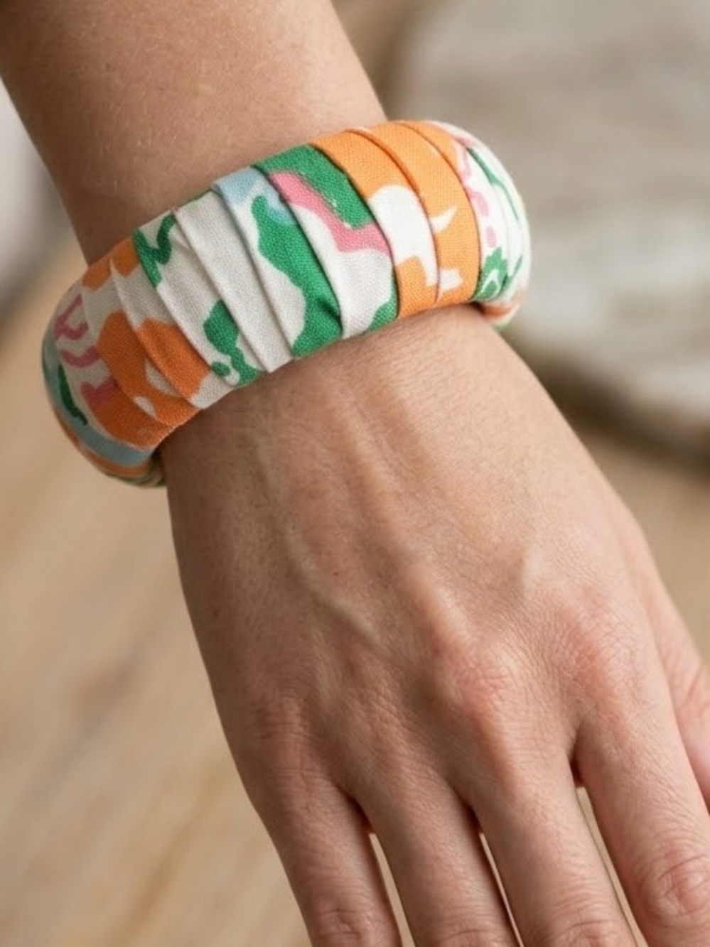 Lilly Pulitzer Fabric Wrapped Chunky Bangle Bracelet